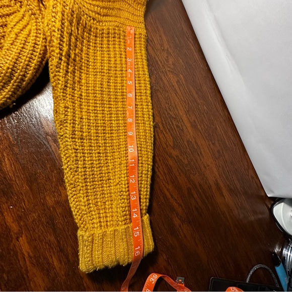 Madewell Everett Cable-Knit Pullover Sweater Mustard Yellow Large EUC - Picture 5 of 9